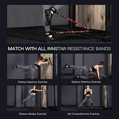 INNSTAR Resistance Bands Accessories Exercise Bands Attachment, Fitness Handles Workout Bar for Home Gym Workout Full Body Workout (2 Pack Ankle Cuff)