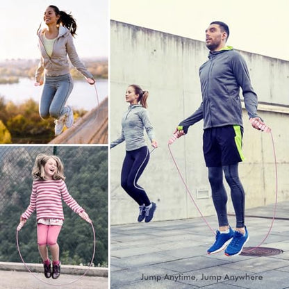 Jump Rope, Tangle-Free Rapid Speed Jumping Rope Cable with Ball Bearings for Women, Men, and Kids, Adjustable Steel Jump Rope with Foam Handles for Home Gym Exercise Fitness Workout Equipment & Slim Body - color: Pink