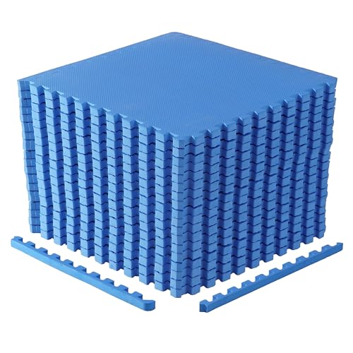 CAP Puzzle Exercise Mats | 1” Thick EVA Interlocking Foam Tiles for Home Gym Flooring | Multiple Options - color: T - Blue, style: 18 Tiles (72 SQ FT)