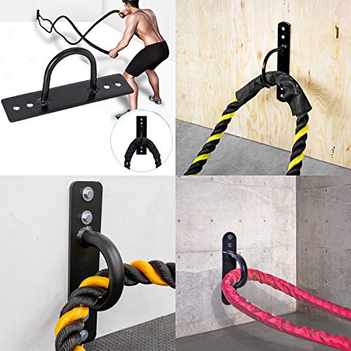 Battle Ropes Anchor, Battle Rope Wall Ceiling Mount Kit Bracket Hook for Suspension Straps Crossfit Gymnastic Rings, Body Weight Strength Training Systems, Yoga Swings Hammocks, Boxing Equipment - color: 2 sets Black