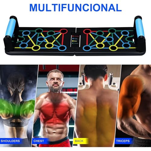 JIUSILIFE Multi-Functional Foldable Push Up Board, 2 in 1Push Up Bar with Resistance Bands, Chest Muscle Exercise, Training Arm, Professional Strength Training Equipment for Man and Women, Home Gym