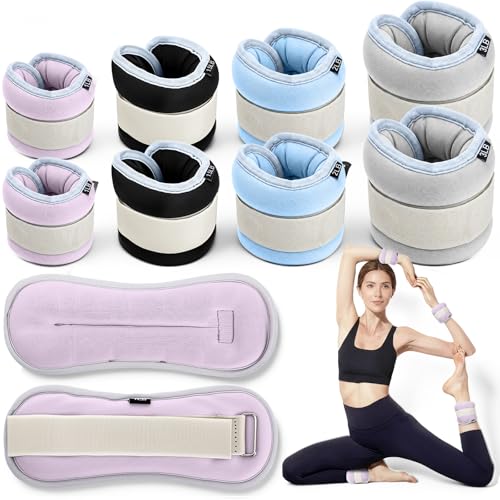 Shappy 4 Pairs Ankle Weights Set for Women Men Kids 2/3/4/6 Lbs Per Pair Adjustable Wrist Arm Leg Weights for Gym Yoga Fitness Workout Training Fitness Workout Walking Jogging Running