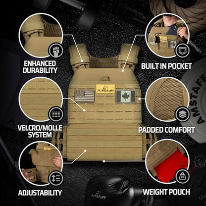 Amstaff Tactical Weighted Vest - Adjustable Weight Vests - Versatile Wearable Vest for Fitness Workouts, Strength and Endurance Training, Running - color: Multicam Green, style: 10 LB