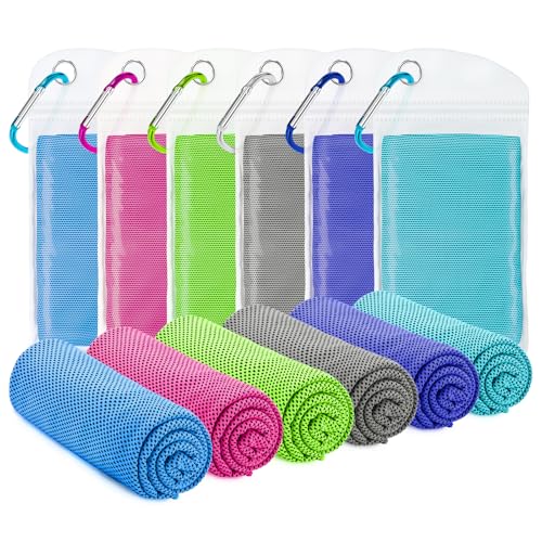 6 Pack Cooling Towel(40"x12") for Neck and face, Ice Towel, Soft Breathable Towels, Cooling Rags for Yoga, Sport, Running, Workout, Gym, Camping, Fitness, Workout & More