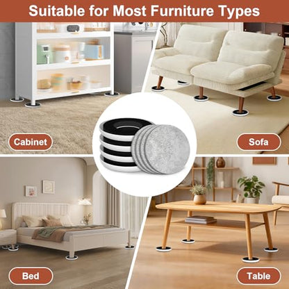 Furniture Sliders for Hardwood Floors and Carpets - Multi-Surface Furniture Movers Sliders with 4PCS 4.3" Carpet Sliders + 4PCS Self-Adhesive Felt Pads - Protect Floor and Easily Move Furniture - size: 4.3in 4+4Pack