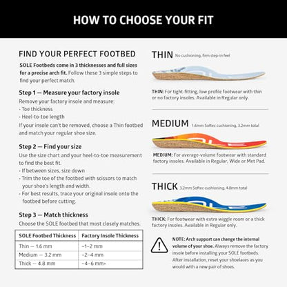 SOLE Performance Thin Shoe Insoles – Orthotic Arch Support Inserts for Plantar Fasciitis Relief - Mens Size 4/Womens Size 6, 1 Pair - size: Mens Size 4/Womens Size 6