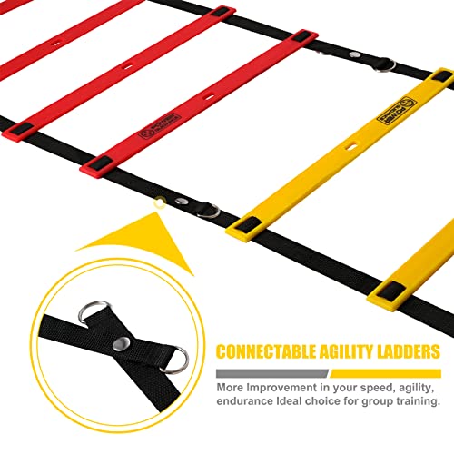 POWER GUIDANCE Agility Ladder (20 Feet) with Cones for Speed Agility Training & Quick Footwork Exercise - Soccer & Football Training Equipment for Adults, Youth & Kids - color: Red