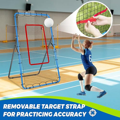 2-in-1 Volleyball Rebounder Net, Adjustable 7×4 ft to 4.5×4 ft Bounce Back Training Rebound Equipment with Angle Customization for Volleying, Bumping, Spiking Practice