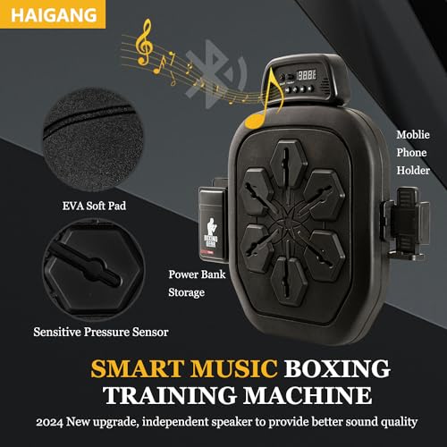Smart Music Boxing Machine, Bluetooth Boxing Punching Game, Musical Workout Equipment, Wall Mount Home Trainning Boxing Target for Adult Kids with Storages, Gloves, Wristband