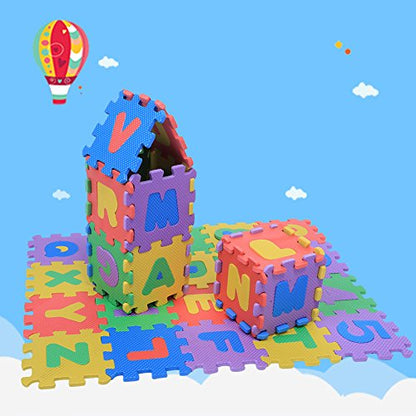 Foam Mat Floor Tiles, Kids Puzzle Exercise Play Mat Children Foam Padding Cushioned Rug Flooring Gym Colorful Mats Interlocking Letters Numbers Toy Toddler Infant Baby Girls Boys Yoga Playrooms 36pcs