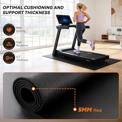 Treadmill Mat for Carpet &Hardwood Floors, 79" × 39.4" 0.2" Thick High Density, Non-Slip Fitness Equipment Mat, Mat for Under Treadmills, Elliptical, Exercise Bikes, Stationary Cycles - size: 79"L x 39.4"W x 0.2"Th