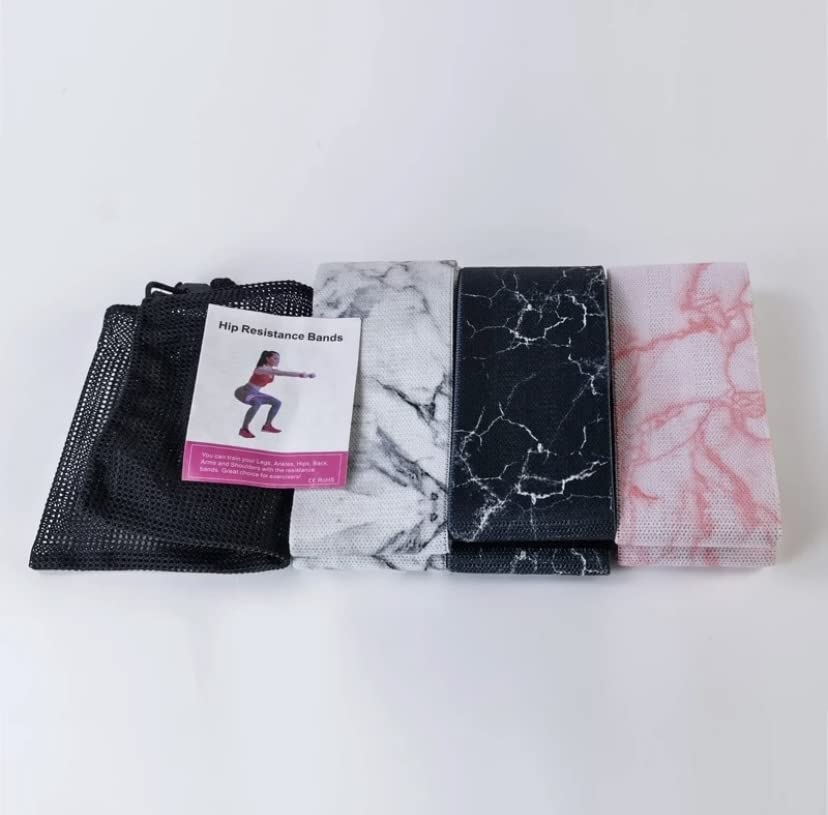 Resistance Band Set - Non Slip Cloth Exercise Bands to Workout Glutes, Thighs & Legs - Includes Booty Band Training Pamphlet for Gym & Home Fitness, Yoga, Pilates for Men/Women - 3 Levels
