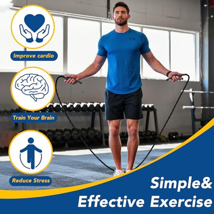 Upgraded Reflective Flow Rope Jump Rope – Premium Double Woven Adjustable Workout Rope for Men & Women, Soft yet Sturdy Reflective Reinforced Polyester for Boxing, HIIT & Home Gym