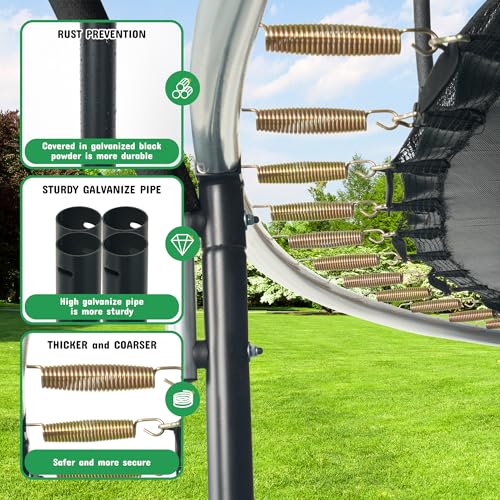 8FT 10FT 12FT 14FT 16FT Outdoor Trampoline with Safety Enclosure Net - color: Blue, size: 16 FT