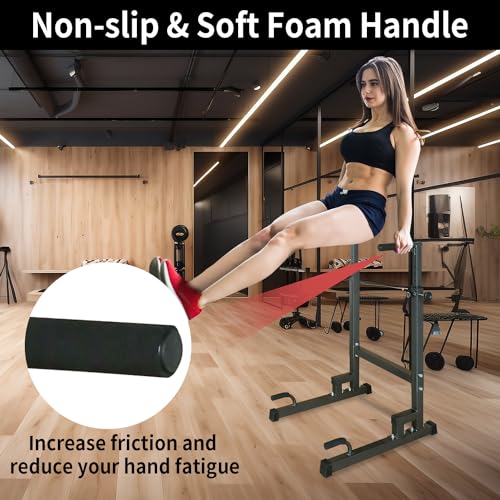 Adjustable Height Dip Bar Station, Heavy Duty Dip Station for Home Gym,Multi-function Dip Station Pull Up Bar Full Body Strength Training Workout Fitness Equipment for Tricep Dips - color: Dip Station