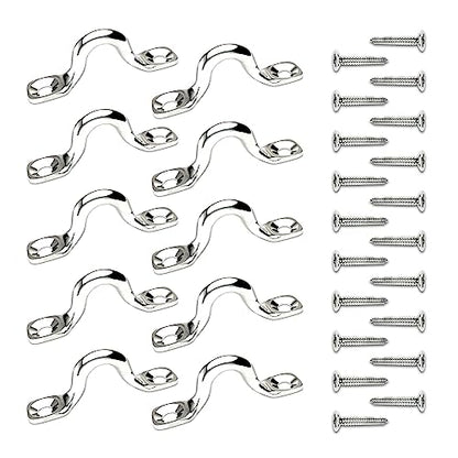 304 Stainless Steel Ceiling Hooks Heavy Duty Metal Pad Eyes Plate Snap Eye Strap Drop Ceiling Anchor Hooks Hardware with Screws for Hanging Plant Hangers 2.1" -10Pack - size: Pack-10