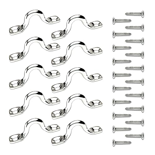 304 Stainless Steel Ceiling Hooks Heavy Duty Metal Pad Eyes Plate Snap Eye Strap Drop Ceiling Anchor Hooks Hardware with Screws for Hanging Plant Hangers 2.1" -10Pack - size: Pack-10