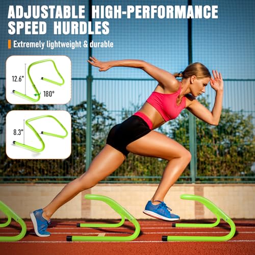 Agility Ladder, Agility Speed Training Equipment Set, 20ft Speed Ladder, 12 Soccer Cones, 4 Hurdles, Jump Rope, Running Parachute, Soccer Football Basketball Training Equipment Accessories - color: Green