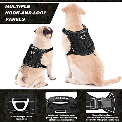 Tactical Dog Harness Large,Military Service Weighted Dog Vest Harness Working Dog MOLLE Vest with Loop Panels,No-Pull Training Harness with Leash Clips for Walking Hiking Hunting(Black,M)