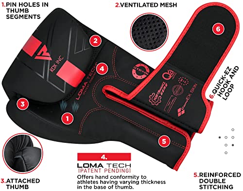 RDX Boxing Gloves, Pro Training Sparring, Maya Hide Leather, Muay Thai MMA Kickboxing, Men Women Adult, Heavy Punching Bag Focus Mitts Pads Workout, Ventilated Palm, Multi Layered, 8 10 12 14 16 18 Oz - color: RED, size: 12 OZ