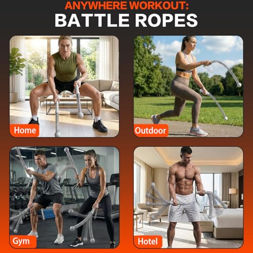 Ropeless Battle Ropes for Home Gym, Portable Cordless Weighted Battle Rope - size: Standard Gray