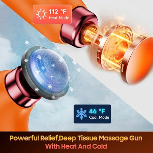 Massage Gun with Heat, Folding Muscle Massager, Massager Gun, Deep Tissue Percussion Massage Gun, 9 Speeds for Back, Shoulders,
