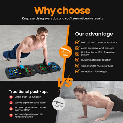 Push Up Board Fitness, Portable Dismountable 17 in 1 Push Up Bar at Home Gym, Multi-functional Pushup Stands Professional Strength Training Equipment For Man and Women - color: BLACK-1