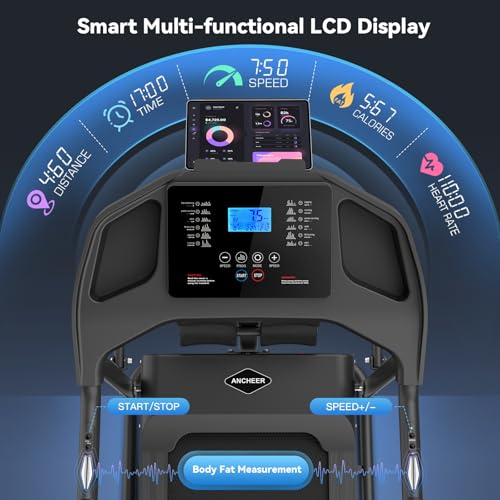 Foldable Treadmill with Sit Up Bench, 2025 Upgrade 3.5HP Portable Treadmills for Home with Incline 350 lbs Capacity, Smart LCD Display Body Fat& Heart Rate, Multifunction Exercise Equipment
