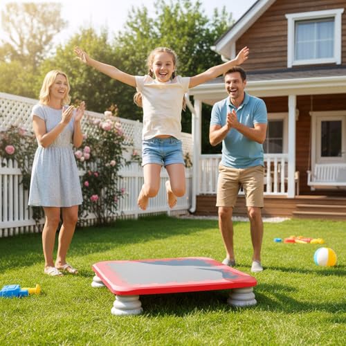 Mini Trampoline for Kids Sensory Trampoline Bouncing Board Bounce Board for Sensory Integration Training with Non-Slip Base Outdoor Recreation Max Load 200 lbs（US Fast Arrival） - color: Red
