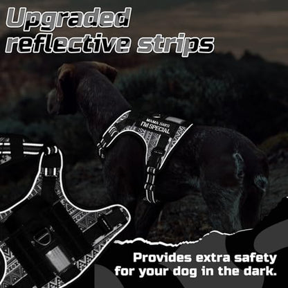 rabbitgoo Tactical Dog Harness for X-Large, No Pull Military Service Vest - color: B&W Geometric, size: X-Large