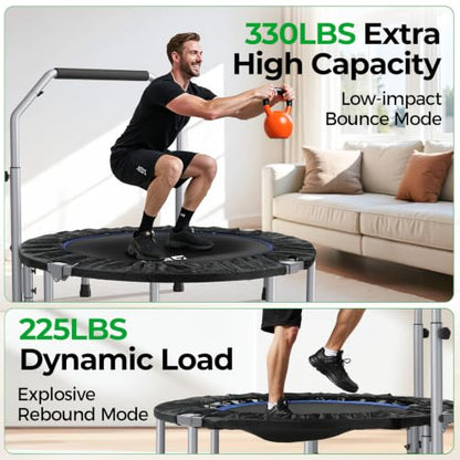 BCAN SP2 40/48" Foldable Mini Rebounder Trampoline for Adults |FED Fitness - color: Black, size: 48-inch