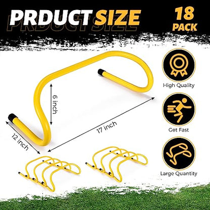 Wettarn 18 Pcs 6" Speed Training Hurdles Mini Agility Hurdles Bulk - color: Yellow