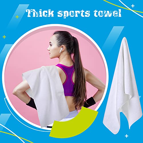 12 Pcs Microfiber Workout Gym Towels, 360 GSM 12x30 Inch Fast Drying Yoga Towels for Sweat, Soft Gym Towel for Men Women Travel Sports(White)