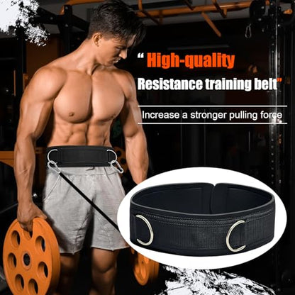 Waist Resistance Belt Neoprene Padded Belt with Rings Gym Pulley Strap for Cable Machines Fitness Exercise Resistance Training