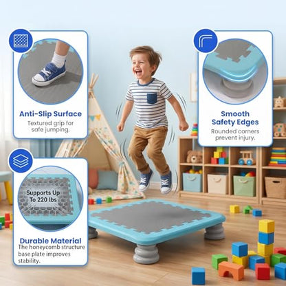 Mini Trampoline for Kids, 25 Inch Sensory Bounce Board for Balance & Coordination, Non-Slip Rebounder Board for Kids Ages 3+, Indoor Mini Trampoline with Stable Base