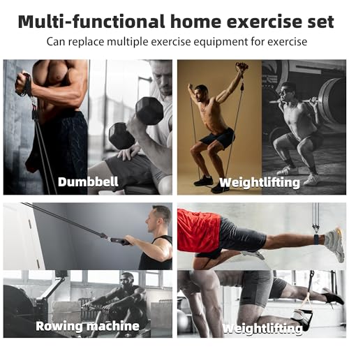 Resistance Band Set. Exercise Bands with Handles, Door Anchor and Ankle Strap. Home Gym, Supports Full-Body Workouts - with Training Guide and Fitness Video