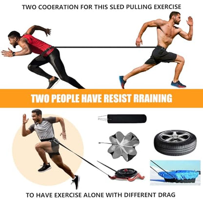 Sled Harness for Pulling, 6pcs Adjustable Shoulder Belt with 2 Rope 6.6ft and 9.8ft Push Equipment for Outdoor Indoor Full Body Workout to Improve Strength Agility Focus Men and Women