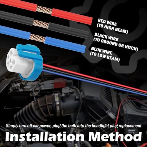 2PCS Headlight Wiring Harness,3 Pin Headlight Harness Replacement 9007 9004 HB1 HB5 Ceramic High Tempreture Resistant,Universal Headlights Connector Plug Car Accessories