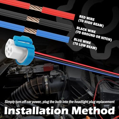 2PCS Headlight Wiring Harness,3 Pin Headlight Harness Replacement 9007 9004 HB1 HB5 Ceramic High Tempreture Resistant,Universal Headlights Connector Plug Car Accessories