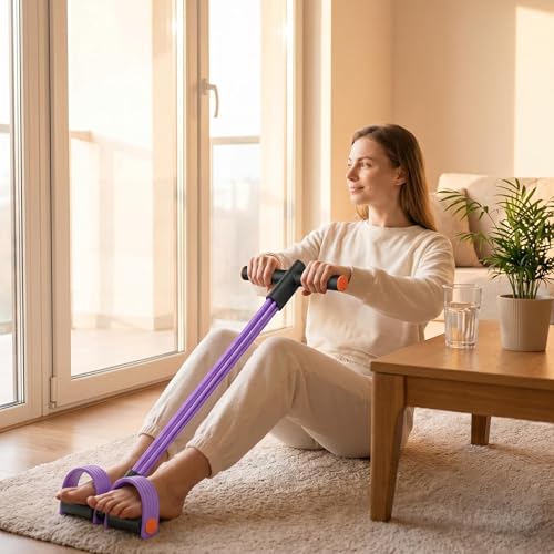 Upgraded Durable 6-Tube Pedal Resistance Strap with Handle, Natural Rubber Fitness Resistance Strap, Multifunctional Fitness Strap, Suitable for Abdominal, Waist, arm, and Leg Shaping Training