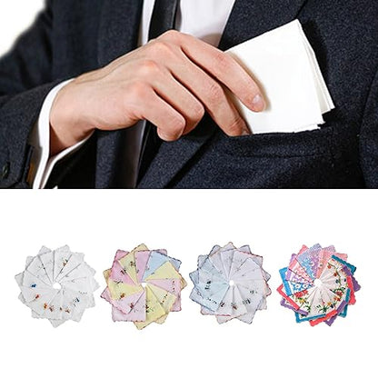 Stylish Picot Pocket Handkerchief Ladies Floral Hankies 12x12inch Large Bandana High Absorbency Pocket Towel Sweat Towels