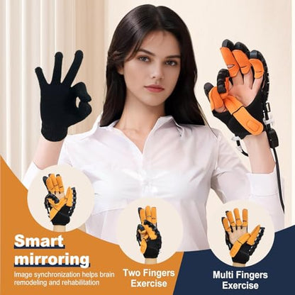 Rehabilitation Robot Gloves, Finger Exerciser for Stroke Recovery Hand Glove Equipment Hand Function Rehabilitation, Adjustable Strength and Supports USB Charging