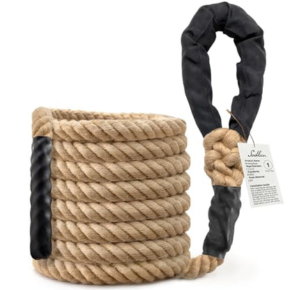 Climbing Rope Gym Workout - 10FT 15FT 20FT 25FT 30FT 35FT Heavy Duty Jute Thick Ropes for Adults Strength Training Outdoor Tree Swing Indoor Home Fitness Exercise - 1.5 Inch