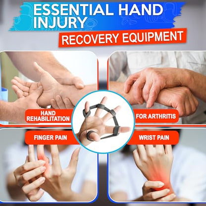 6Pcs Finger Extension Bands - Finger Stretcher Exerciser Silicone Grip Strengthener, 3 Resistance Levels, Ergonomic Hand Exerciser with Shape-Retention, Tear-Resistant Comfort Grip for Hand Recovery