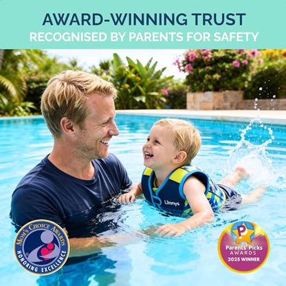 Limmys Swim Vest for Toddlers & Kids - Adjustable Buoyancy Swimming Aid, CE Safety Certified, Award-Winning Parent-Approved Design, Soft Neoprene Comfort, Secure Durable Design, Carry Bag Included