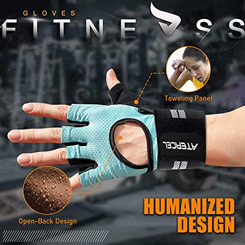 ATERCEL Weight Lifting Gloves Breathable Workout Gloves with Wrist Support for Gym, Exercise, Pull ups, Super Lightweight for Mens and Women, Full Palm Protection