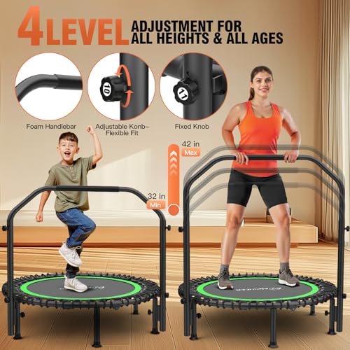 ANCHEER Fitness Trampoline,40"/48" Bungee Rebounder with Adjustable Handle - color: Training Green
