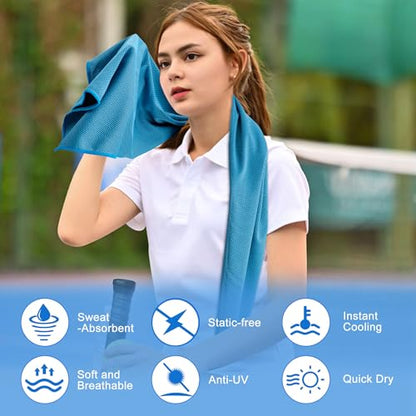 4Pack Cooling Towel 40"x12" Cooling Neck Wraps,Soft Breathable ChillyTowel - color: Mint Green / Sky Blue / Light Gray / Light Purple
