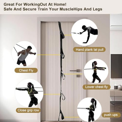 Door Anchor Strap for Resistance Bands Exercises, Multi Point Anchor Gym Attachment for Home Fitness, Portable Door Band Resistance Workout Equipment, Easy to Install, Punch-Free, Nail-Free