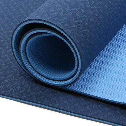 Attraction Design Yoga Mat Non Slip Exercise Mat Extra Thick Workout Mat for Yoga, Eco Friendly Exercise Yoga Mat High Density Fitness Pilates Mat with Carrying Strap, 72"x 24"x 6mm - color: Blue Set